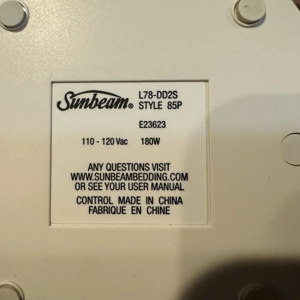 Sunbeam L78-DD2S Electric Blanket Controller Style 85P 3-Prong Replacement Cord